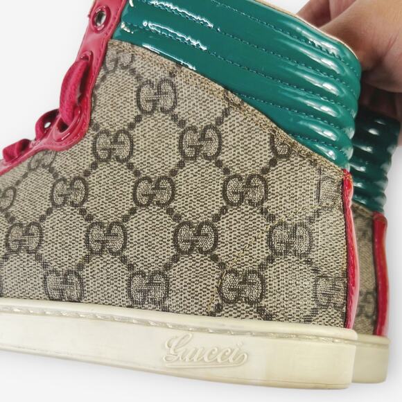 Gucci GG Supreme Monogram Patent Womens High Top Sneakers Size 36 - Picture 13 of 16